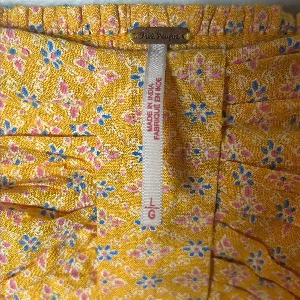 Free People Across the Sea tunic mini dress in yellow NWT